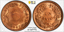 Load image into Gallery viewer, Peru Centavo 1947 PCGS MS65 Red