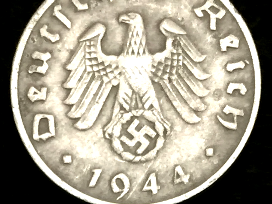 Rare Old WWII German Nazi War Coin One Reichspfennig 1944 D-Day World War 2 Artifact