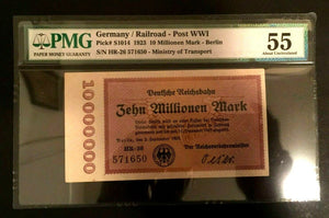 Antique Rare Historical 10 MILLION Mark Berlin 1923 - PMG About UNC