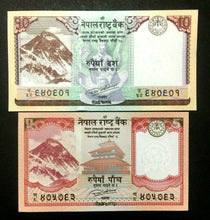 Load image into Gallery viewer, Nepal 5 and 10 Rupees Banknote World Paper Money UNC Currency Bill Note
