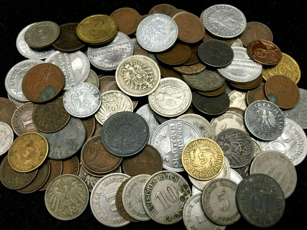Rare Vintage German Empire Coin Lot-1900s to 1945 - 20 Coins World War I & 2 Era - Collectors Couch