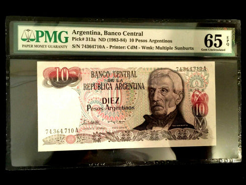 Argentina 10 Pesos 1983 Banknote World Paper Money UNC Currency - PMG Certified