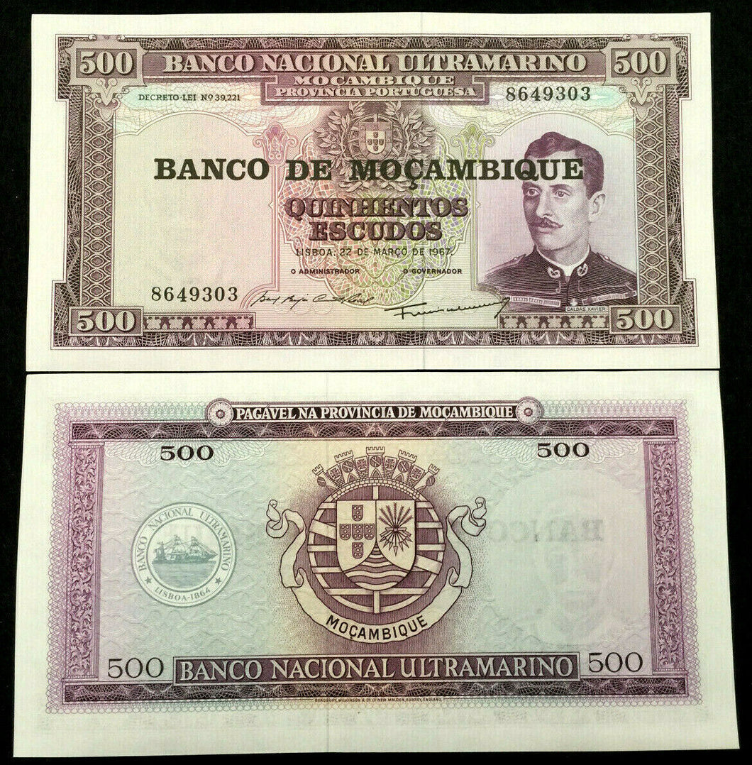 Mozambique 500 Escudos 1967 Large Banknote World Paper Money UNC Bill Note