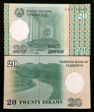 Load image into Gallery viewer, Tajikistan 20 Diram 1999 Banknote World Paper Money UNC Currency Bill Note - Collectors Couch