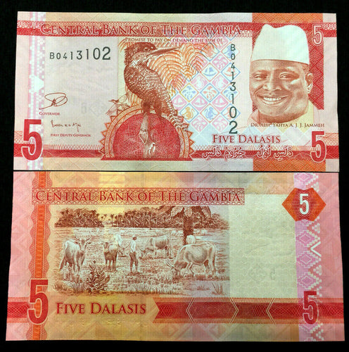 Gambia 5 Dalasis 2015 Banknote World Paper Money UNC Currency Bill Note - Collectors Couch