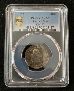 South Africa 10 Cent 1963 PCGS PR67 - Collectors Couch
