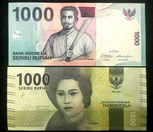 Indonesia Note TWO 1000 Rupiah Banknote Currency BILLS UNC - Collectors Bills