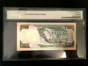 Jamaica $100 1986 World Paper Money UNC Currency - PMG Certified - Collectors Couch
