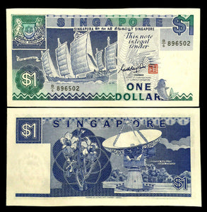 Singapore 1 Dollar Banknote World Paper Money UNC Currency Bill Note - Collectors Couch