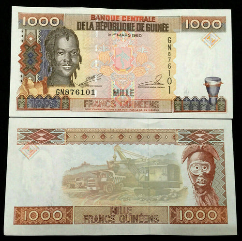 Guinea 1000 Francs Banknote World Paper Money UNC Currency Bill Note - Collectors Couch