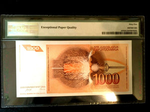 Yugoslavia 1000 Dinara 1990 World Paper Money UNC Currency - PMG Certified