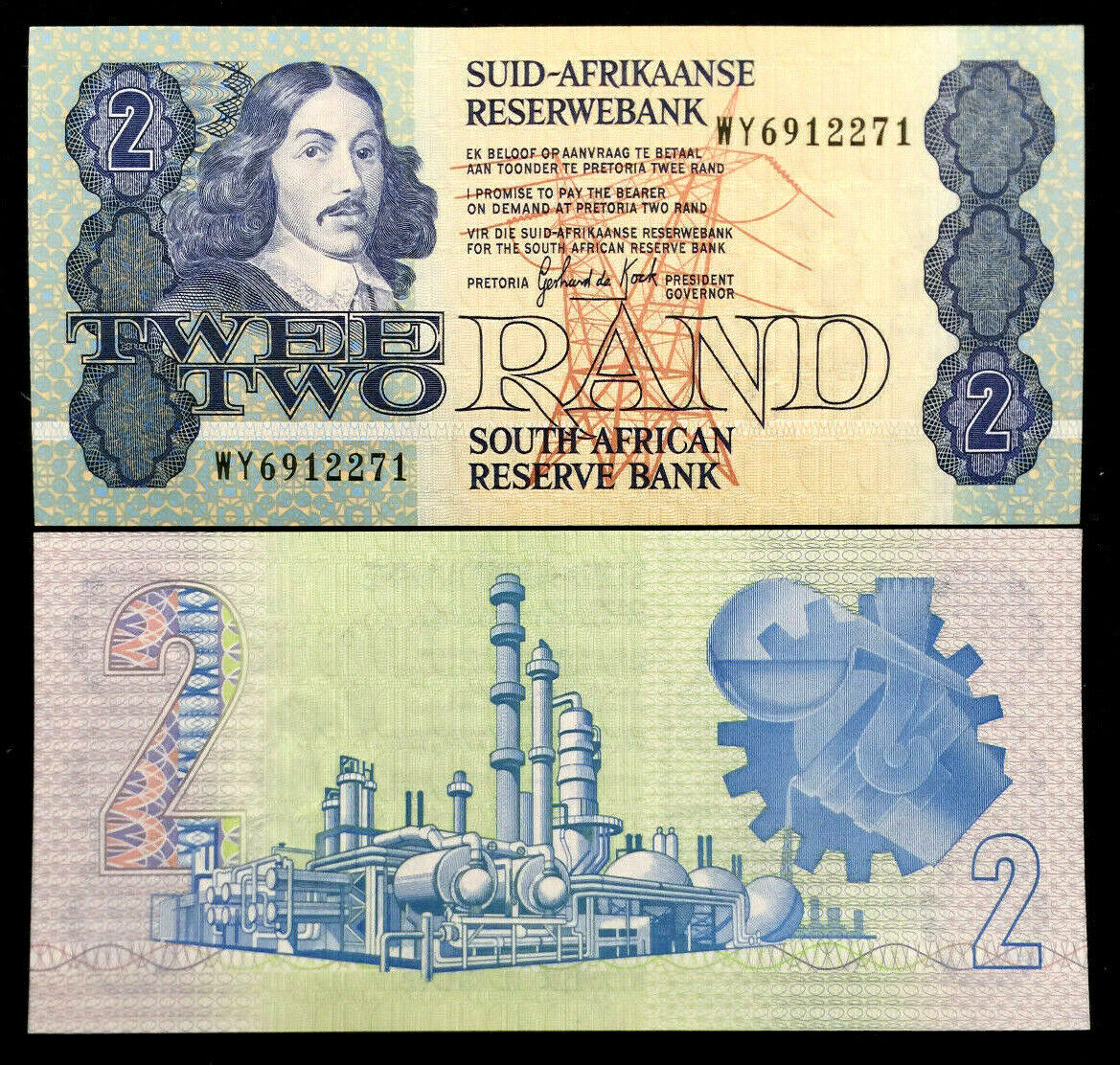 South Africa 2 Rand 1983-1990 Banknote World Paper Money UNC Currency ...