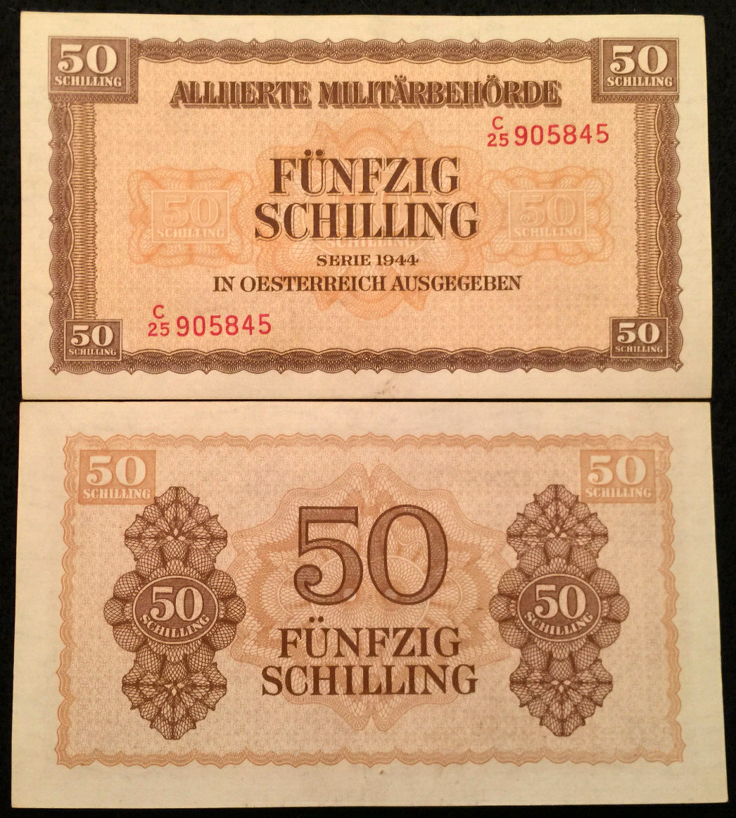 Austria WWII 50 shillings 1944 P-109 Allied Occupation World Paper Money (C) - Collectors Couch