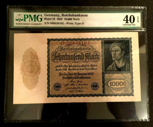 Antique Rare Historical 10000 German Mark 1922 - Uncirculated PMG Certified EPQ - Collectors Couch
