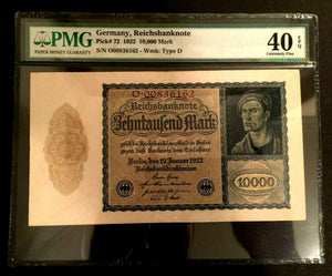 Antique Rare Historical 10000 German Mark 1922 - Uncirculated PMG Certified EPQ
