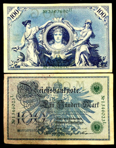Germany 1908 100 Mark Banknote Circulated - 112 Years Old