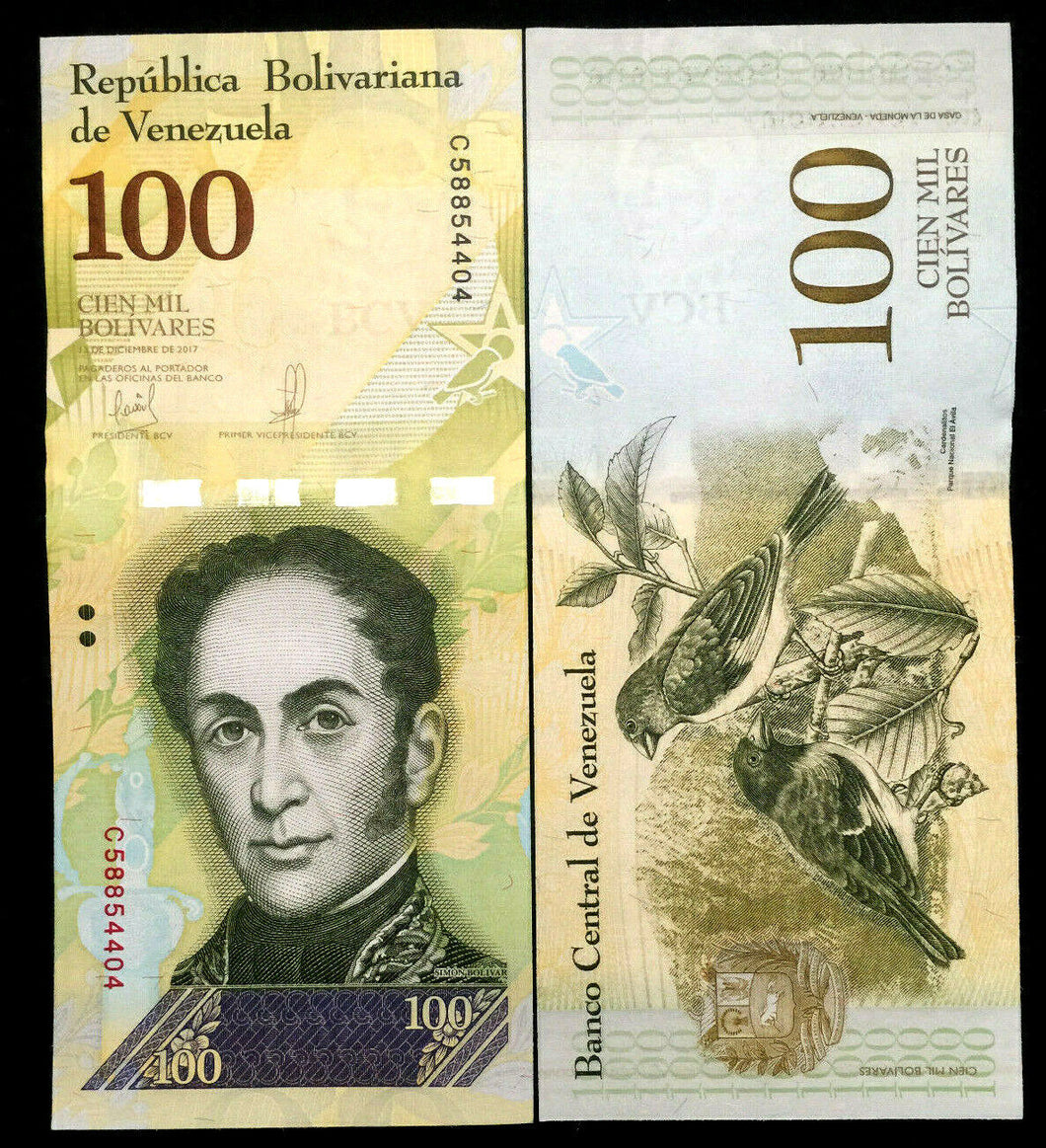 VENEZUELA 100,000 Bolivar 2017 World Paper Money UNC Currency Bill