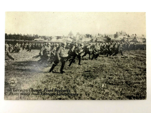 Antique WW1 Rare Postcard - A German Charge Fixed Bayonets - Historical Artifact - Collectors Couch