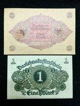 Load image into Gallery viewer, Vintage Authentic 1920 Germany 1 and 2 Mark Bank Note - 100 Years Old - UNC