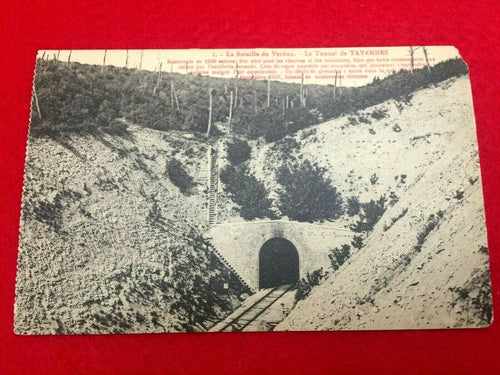 Antique WW1 Postcard - Entrance of The Tavannes Tunnel - 1000 Meters WW1 Tunnel - Collectors Couch