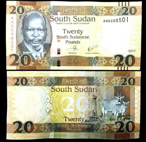 South Sudan 20 Pounds 2017 Banknote World Paper Money UNC Currency Bill Note - Collectors Couch