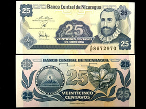 NICARAGUA 25 Centavos Year 1991 Banknote World Paper Money UNC