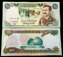 Load image into Gallery viewer, IRAQ 25 Dinars Operation Desert Storm Era World Paper Money Circulated (FINE)