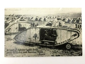 Antique WW1 Rare Postcard -  American Troops Ready For Action In France