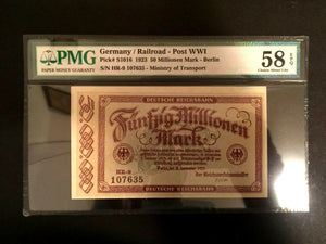 Antique Rare Historical 50 MILLION Mark Berlin 1923 - PMG About UNC EPQ L2