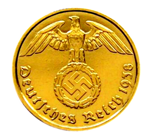 Rare Old WWII Authentic German 10 Reichspfennig Brass Coin 24K GOLD Plated