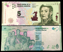Load image into Gallery viewer, Argentina 5 Pesos 2015 Banknote World Paper Money UNC Currency Bill Note