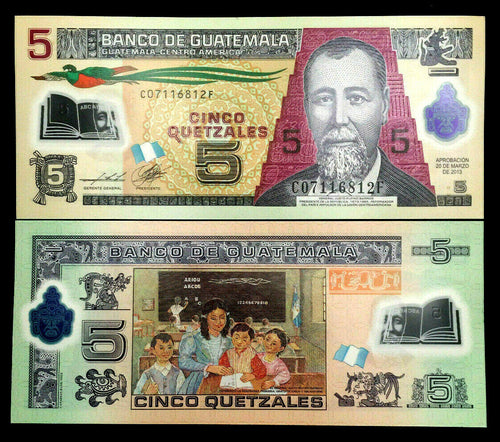 Guatemala 5 Quetzales 2013 Banknote World Paper Money UNC Bill Note - Collectors Couch