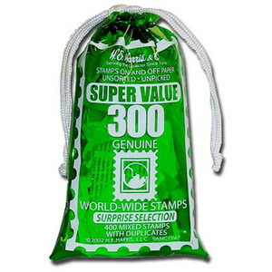 Worldwide Stamp Bag - Authentic 300 Stamps - Great For Education & Collectors - Collectors Couch