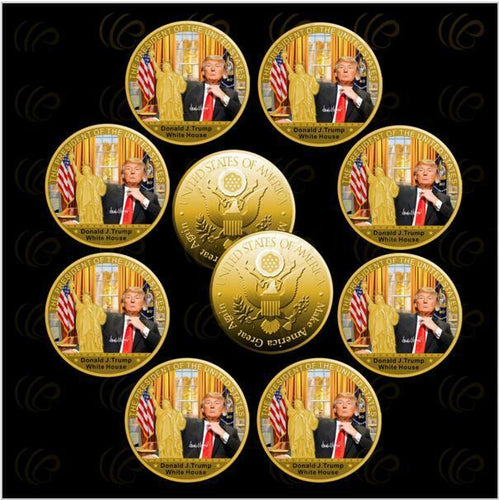✯ DONALD TRUMP ✯ US GOLD EAGLE ✯ GREAT NOVELTY GIFT ✯ SECURE CAPSULE ✯ - Collectors Couch