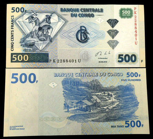 Congo 500 FRANCS 2013 Banknote World Paper Money UNC Currency Bill Note - Collectors Couch