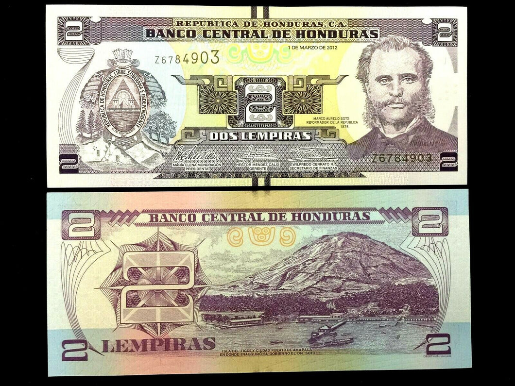 HONDURAS 2 Lempiras Year 2012 Banknote World Paper Money UNC
