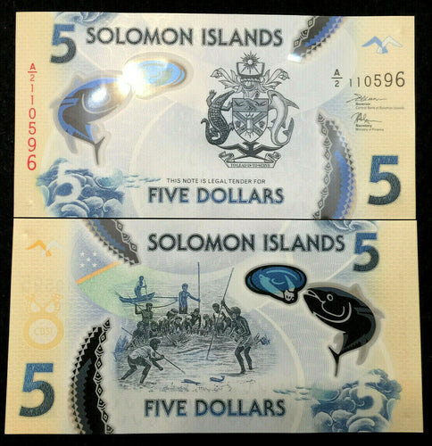 Solomon Islands 5 Dollars Polymer 2019 Banknote World Paper Money UNC Currency - Collectors Couch