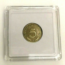 Load image into Gallery viewer, Rare WW2 German 1938 5 Reichspfennig Brass Coin in Display Case - Collectors Couch
