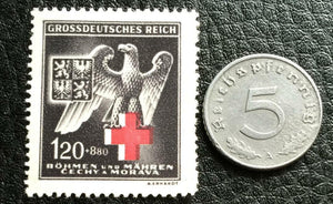 Rare WW2 German 5 Reichspfennig Coin and Unused Stamp Authentic WW2 Artifacts