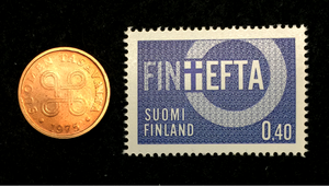 Finland Collection - Unused Stamp & Unused 5 Penia Coin - Educational Gift - Collectors Couch