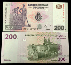 Congo 200 FRANCS 2013 Banknote World Paper Money UNC Currency Bill Note - Collectors Couch