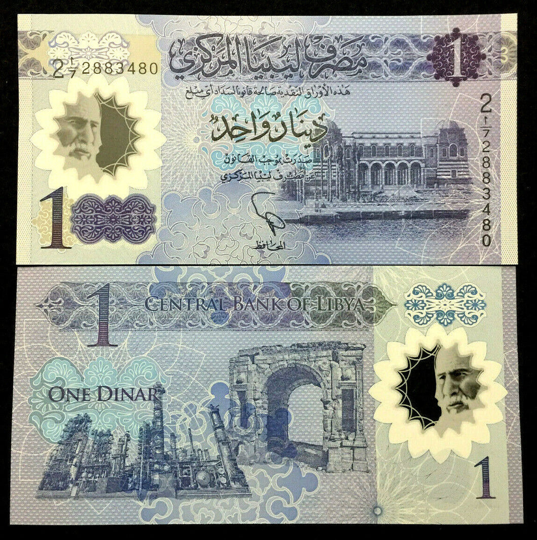 Libya 1 Dinar Polymer 2019 Banknote World Paper Money UNC Currency Bill Note
