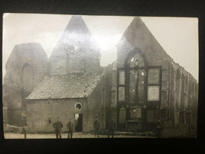 Antique WW1 Very Rare Postcard Soldiers in Front of Church - Historical Pic