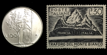 Load image into Gallery viewer, Italy Collection - Unused Italy Stamp &amp; Used 500 Lire Coin - Educational Gift