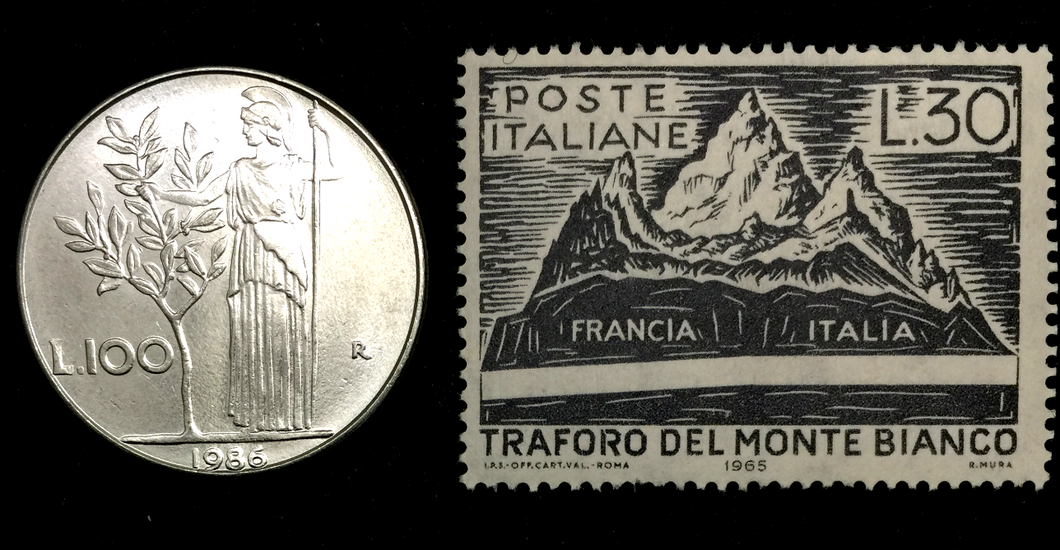 Italy Collection - Unused Italy Stamp & Used 500 Lire Coin - Educational Gift