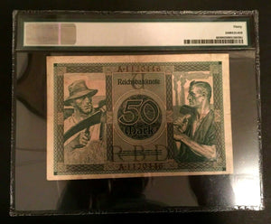 Antique Rare Historical 50 German Mark 1920 - PMG Certified  Very Fine - WW1 Era