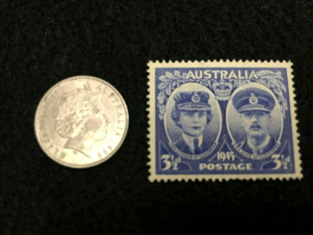 Australia Collection - Unsed Stamp & 5 Cents Used Coin - Educational Item - Collectors Couch
