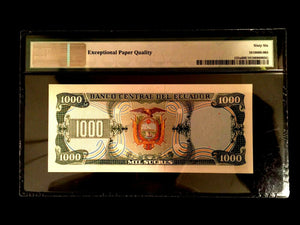 Ecuador 1000 Sucres 1984 Banknote World Paper Money UNC Currency - PMG Certified - Collectors Couch
