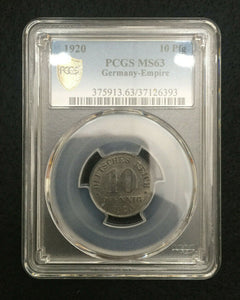 1920 German Empire 10 Reichspfennig PCGS MS63 Rare Coin