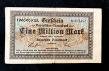 Load image into Gallery viewer, Germany 1 Million Mark 1923 Bavaria Munich Bayeris - Collectors Couch